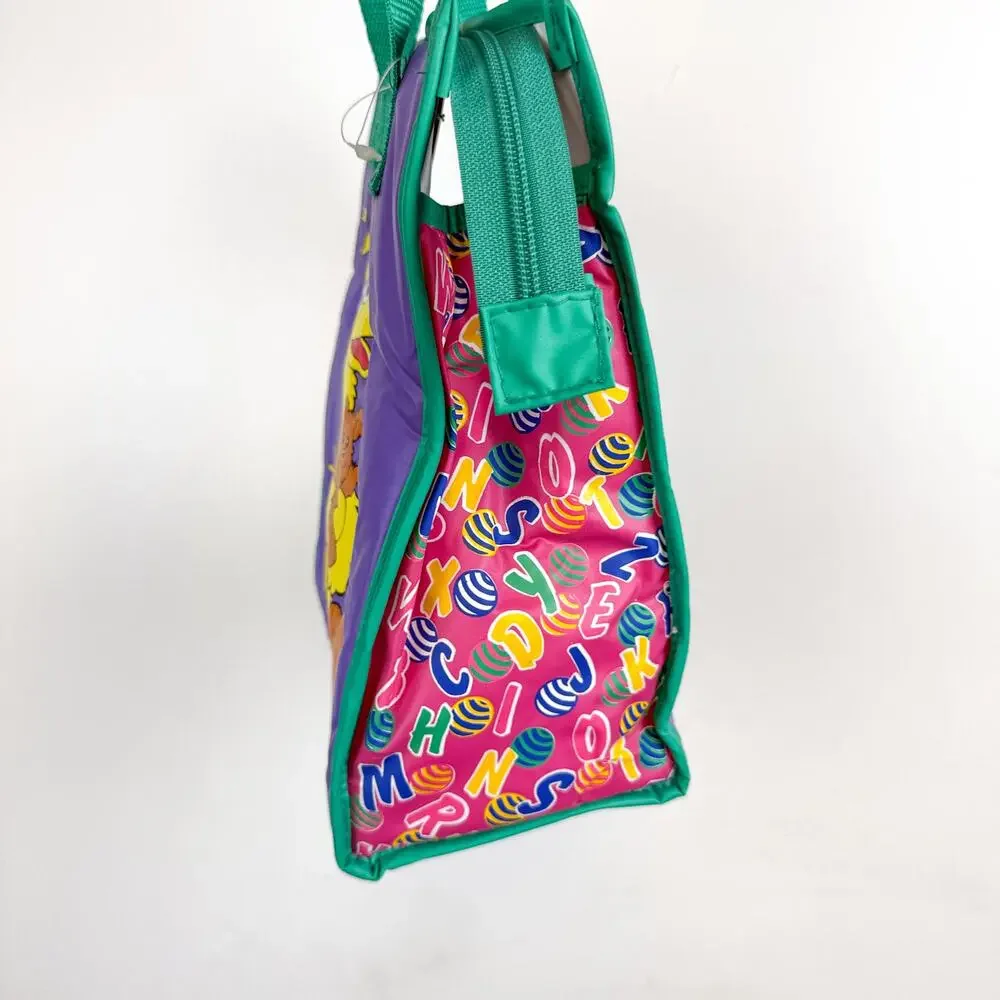 Vintage 90s Sesame Street Big Bird Lunch Bottle Tote Bag Insulated Purple Teal
